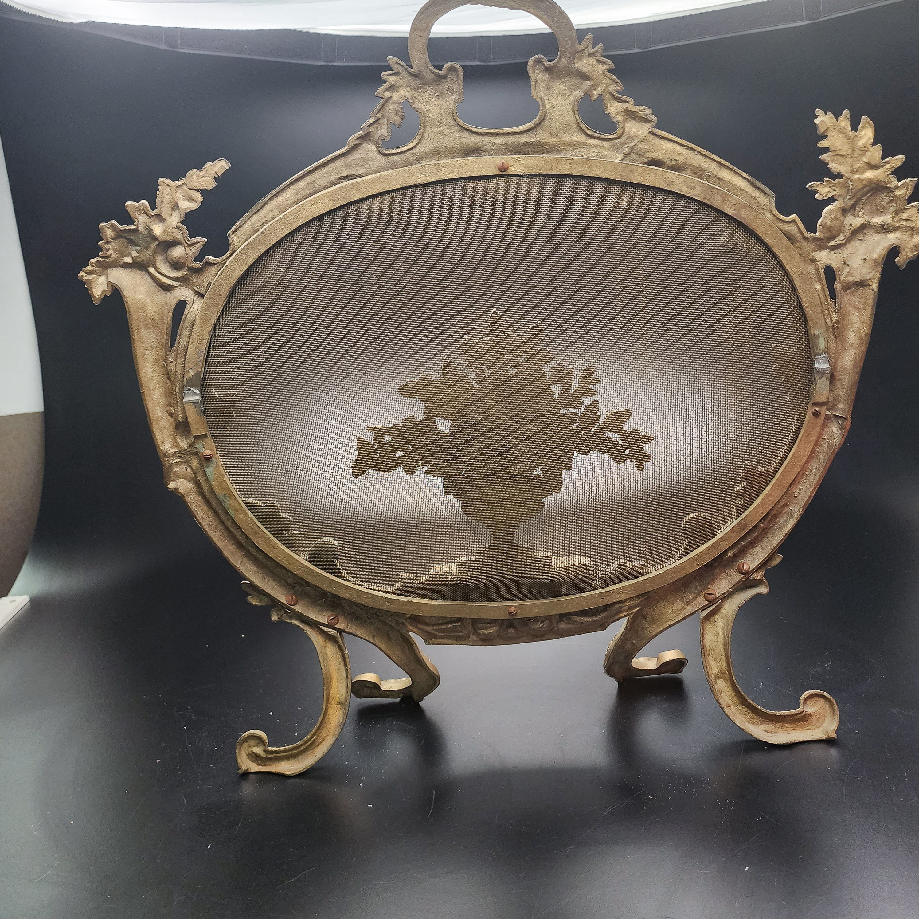 Antique 1800s Brass French Rococo Style Fireplace Screen 29x28 ✨ - Picture 9 of 11