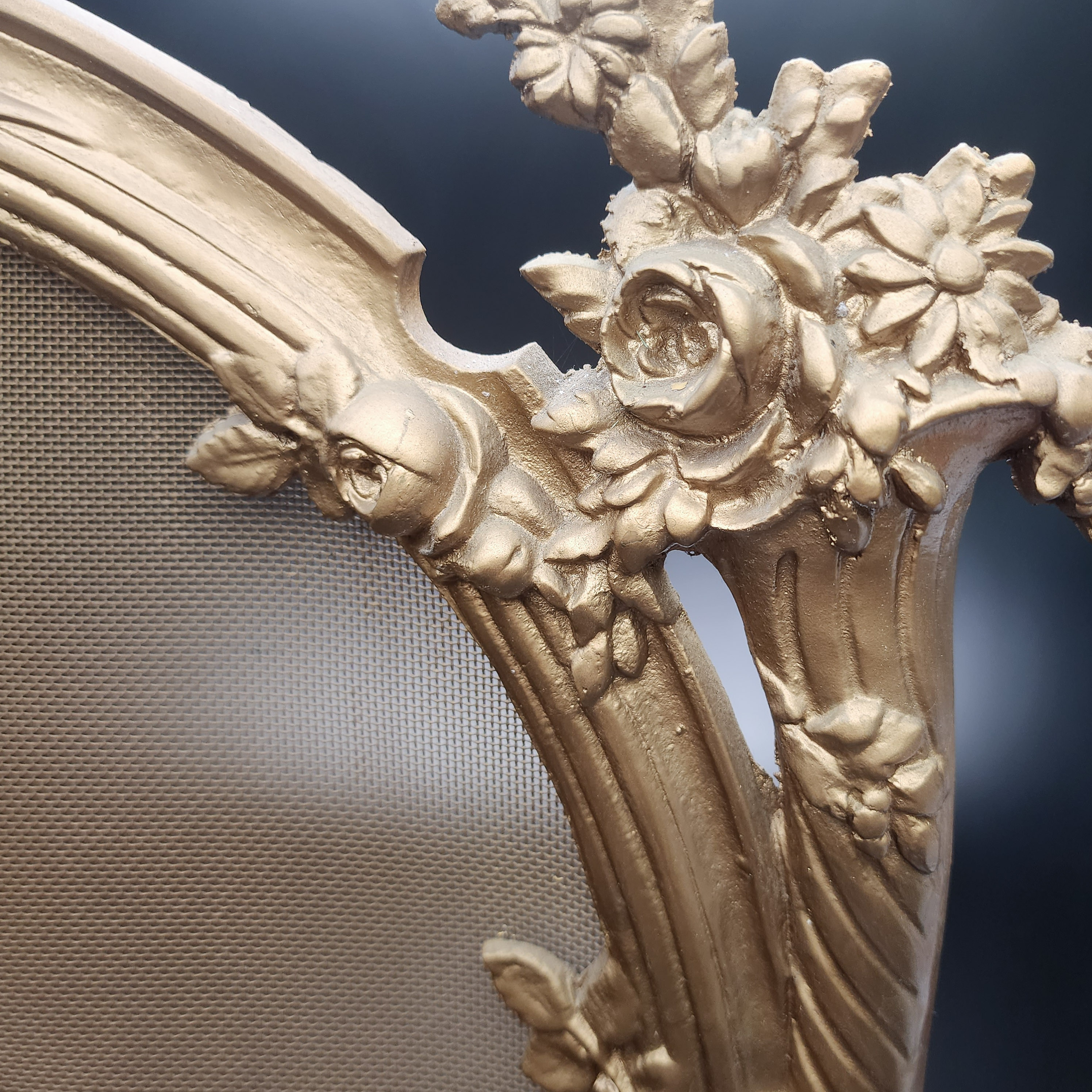 Antique 1800s Brass French Rococo Style Fireplace Screen 29x28 ✨ - Picture 6 of 11