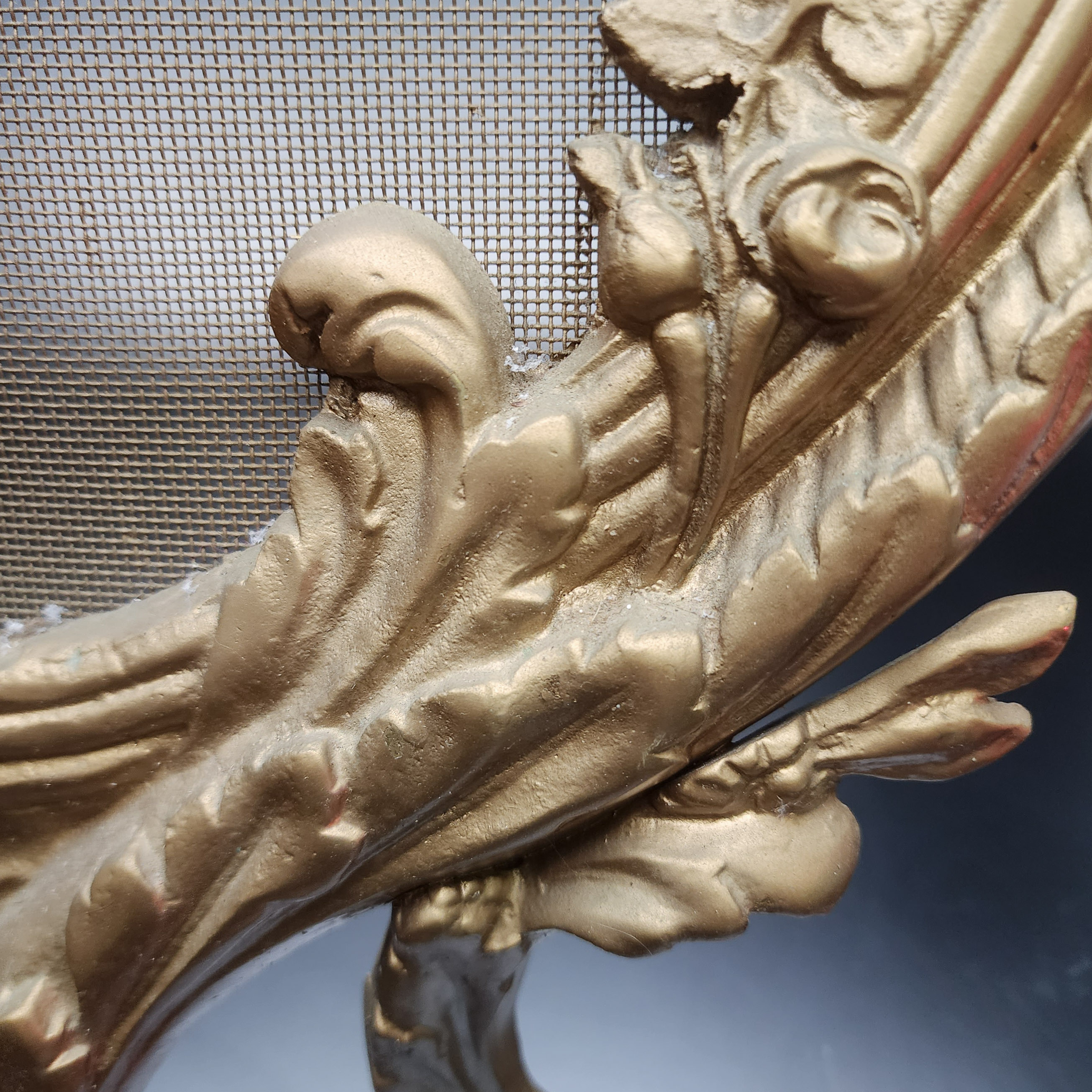 Antique 1800s Brass French Rococo Style Fireplace Screen 29x28 ✨ - Picture 7 of 11